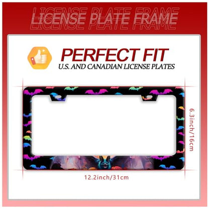 Bat License Plate Frame Funny Gothic License Plate Frames Stainless Steel Accessories Cars Decor with 2 Holes and Screws Reusable Fits Standard Us Ca Vehicles License Plate Holder 12.2 X 6 Inch (Bat)