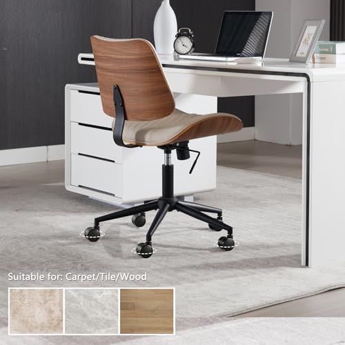 Home Office Chair No Arms with Wheels (Beige / MCM Style)