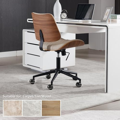 Home Office Chair No Arms with Wheels (Beige / MCM Style)