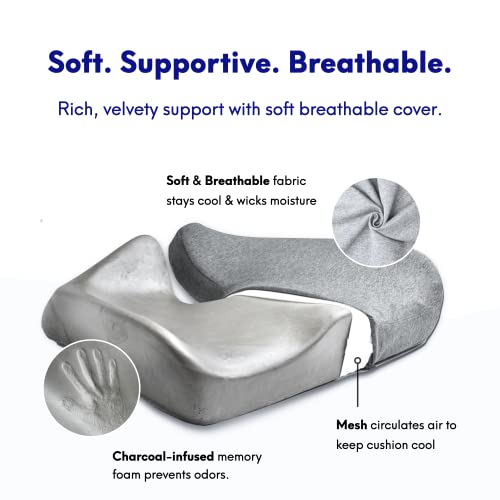 Patented Pressure Relief Seat Cushion for Long Sitting Hours on Office (Gray)