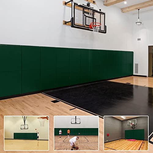 2 Pack Sport Wall Pads 2” Thick Foam Protection Padding Gym Basketball (60" x 20" x 2" / 2 PACK / DARK GREEN)