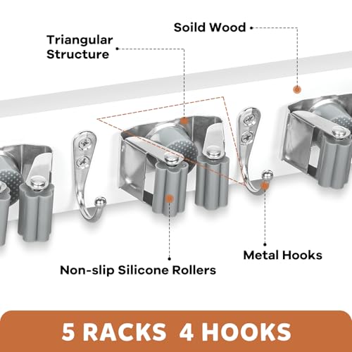 Broom Holder Wall Mount (White)
