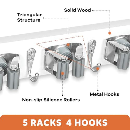 Broom Holder Wall Mount (White)