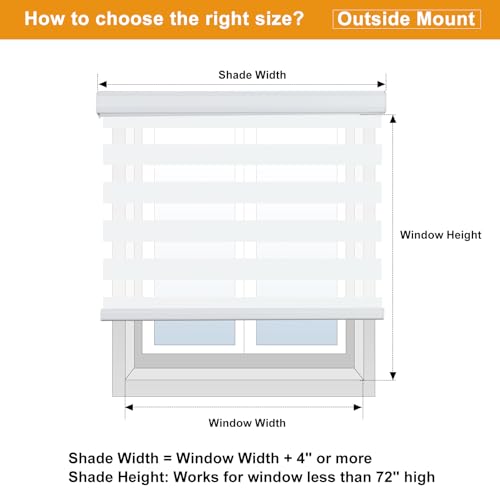 Zebra Blinds for Windows (16"w X 47"h / White)