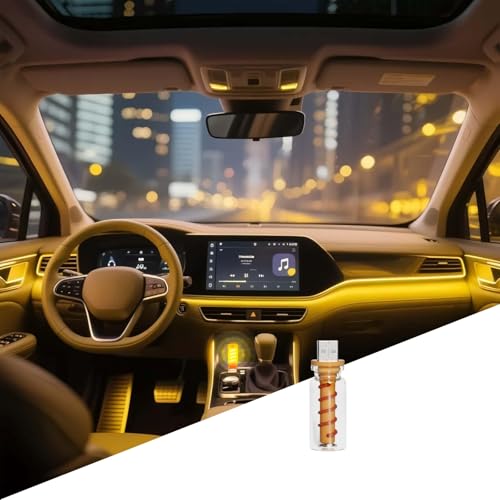 3D Dimmable Touch Control USB Car Interior Lights (Clear-Yellow)