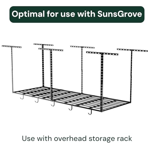 Heavy-Duty 4-Pack Overhead Garage Ceiling Storage Hooks, Add-On Storage Rail Hook Accessory for Hanging Bikes and More, Supports Up to 66lbs