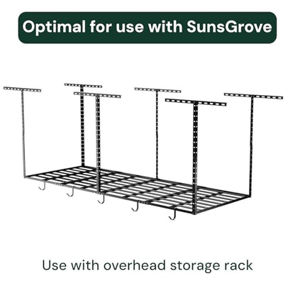 Heavy-Duty 4-Pack Overhead Garage Ceiling Storage Hooks, Add-On Storage Rail Hook Accessory for Hanging Bikes and More, Supports Up to 66lbs