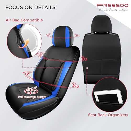Car Seat Covers Full Set (Black Blue / 5 Pcs Full Set)