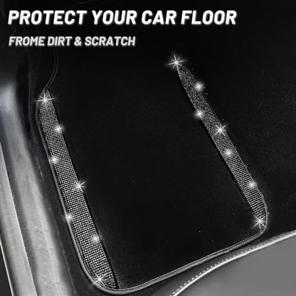 Black Bling Car Floor Mats Full Set (Black Diamond / Car Floor Mats (4 Pieces))