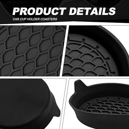 4 Pack Universal Cup Holder Coasters (Black)