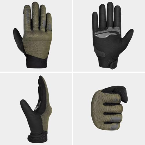 Breathable Mesh Motorcycle Gloves for Men (Khaki / Large (Palm Circumference: 8.46-9.06 inches))