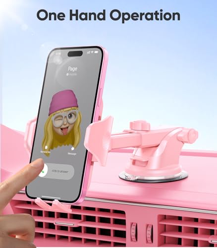 Stable Car Phone Holder [Upgraded Strongest Suction (Hot Pink)
