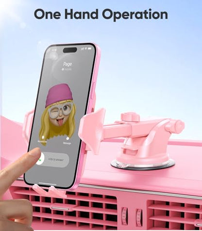 Stable Car Phone Holder [Upgraded Strongest Suction (Hot Pink)