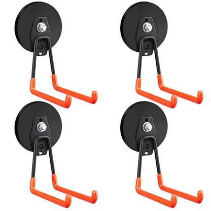 4PCS Large Strong Magnetic Hooks For Hanging Heavy Duty (3.5in Magnet-4 Pack Larger L Hooks-Orange)