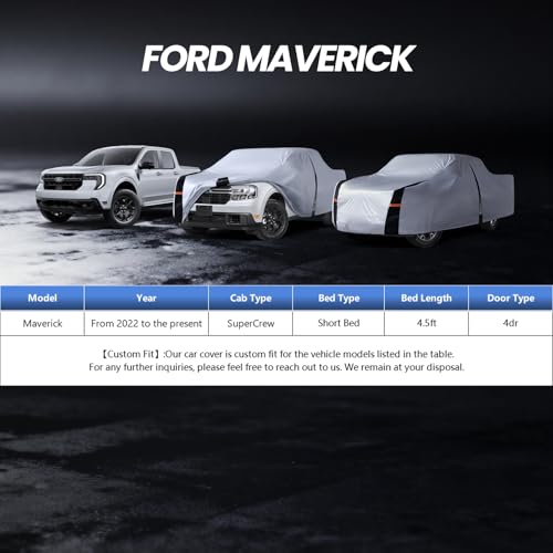 Multi Layer Ford Maverick Truck Cover (W.Fit Maverick(2021-2026) SuperCrew Cab SB / White Truck Cover)