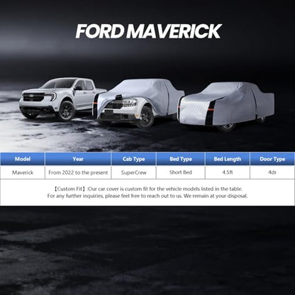 Multi Layer Ford Maverick Truck Cover (W.Fit Maverick(2021-2026) SuperCrew Cab SB / White Truck Cover)