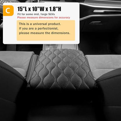 Car Center Console Armrest Cover PU Leather (sizeC 15 x 10 x 1.8 inch(some large suvs))