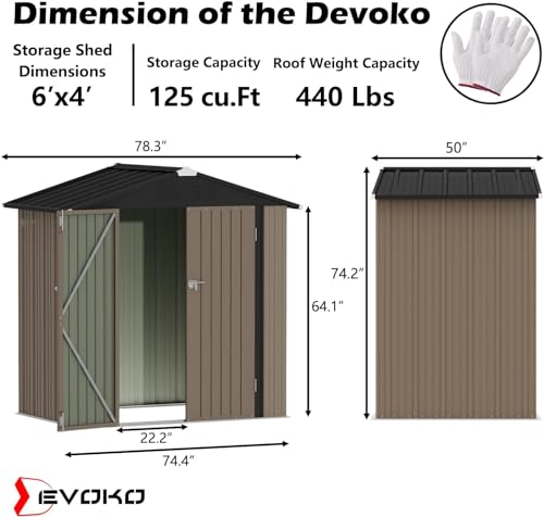 6x4 FT Outdoor Storage Shed (Brown / 6x4 FT)