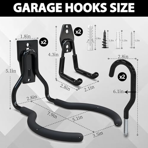 Oversized Garden Power Tool Hanger 2 Pack (2 Pack Weed Eater Hanger - 2SU / Black)