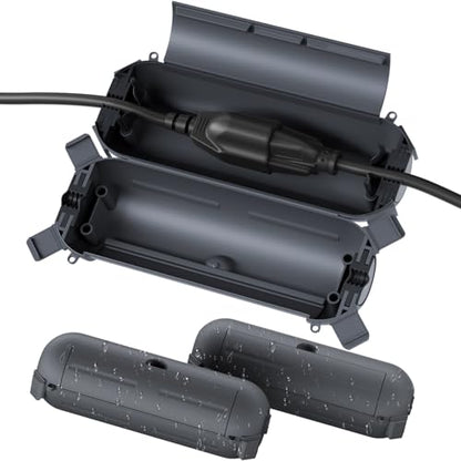 3 Pack] Flemoon Outdoor Extension Cord Safety Cover with Waterproof Seal (Gray / Small Box: 5.3" L x 2" W x 2" H)