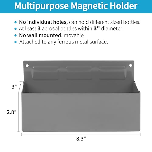 Magnetic Aerosol Spray Can Holder (Silver Grey / Large(3" x 8.3"))