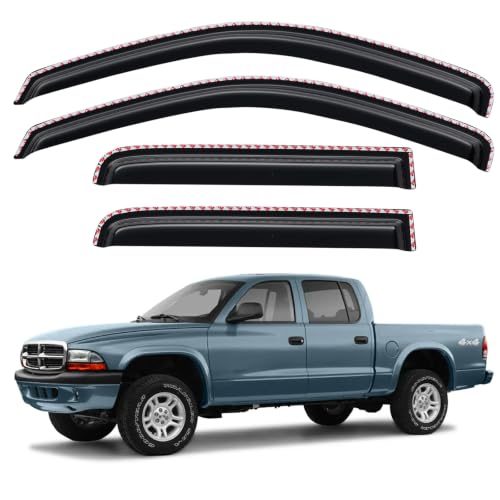 in Channel Window Visors Rain Guards for 2000 (2000-2004 Dodge Dakota Crew/Quad Cab)