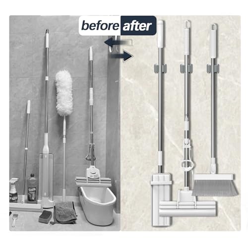 12 Pack Mop and Broom Holder Big Size Hanging 1 KG Extra (12 / Matte Grey)