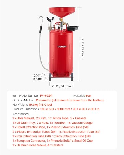 21 Gallon Waste Oil Drain Tank (20.1 x 20.1 x 66.1 in)