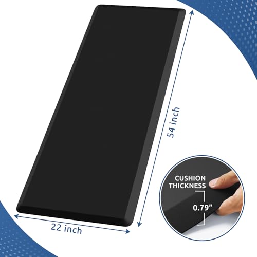 0.8" Thick Kitchen Mat Cushioned Anti Fatigue Rug Comfort Floor Mats (Black / 54"L x 22"W x 0.8"Th)