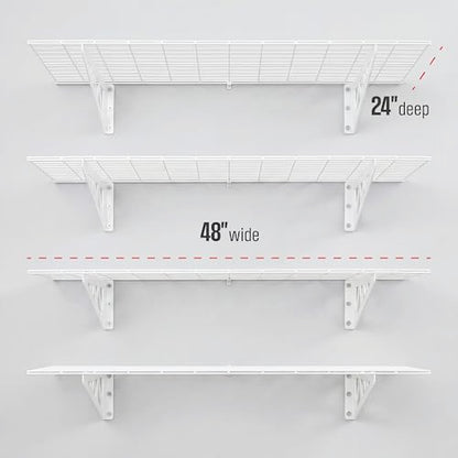Steel Garage Wall Shelves 4 (24"x48" (4-Pack) / White)