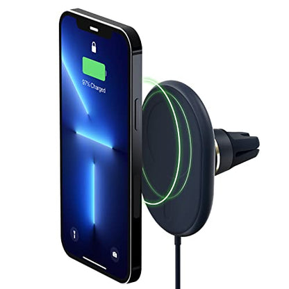 Velox Magnetic Wireless Charging Air Vent Car Phone Mount. Compatible with MagSafe iPhones including iPhone 12 (Qi Wireless Charging)