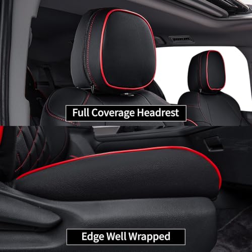 Car Sienna Seat Covers 2021 (Black with Red Piping / 2021-2026 Limited & Platinum, 2nd Row W/Legrest)