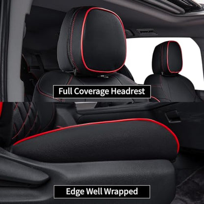 Car Sienna Seat Covers 2021 (Black with Red Piping / 2021-2026 Limited & Platinum, 2nd Row W/Legrest)