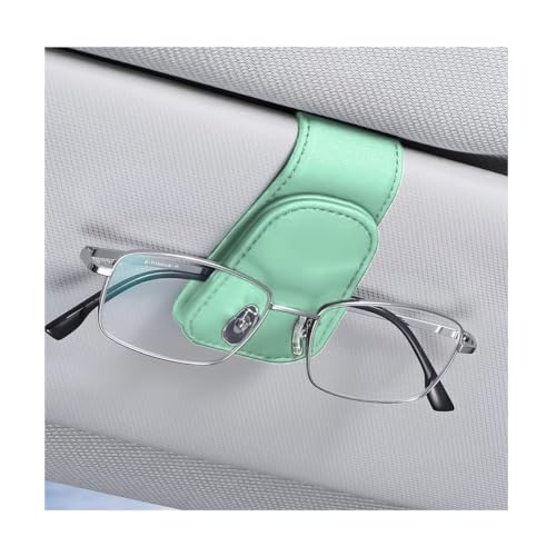 Sunglasses Holders for Car Sun Visor (1 Pack / Light Green/Leather)