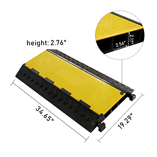 Rubber Cable Ramp 3 Channel Drive Over Hose Cable Protector Outdoor 22000Lbs Load Capacity Wires Power Lines Extension Cord Cover Traffic Speed Bump 1 Pack (22000Lbs-3Channel 1Pack)