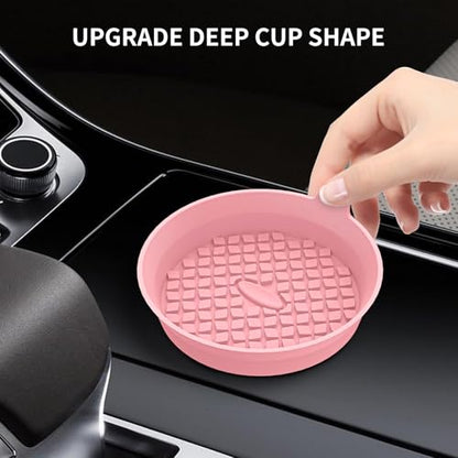 Car Cup Holder Coasters [4 Pack] Silicone Cups Mats (4pack-pink)