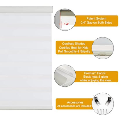 Cordless Zebra Blinds for Windows Free (34.5"w X 64"h / Cream)
