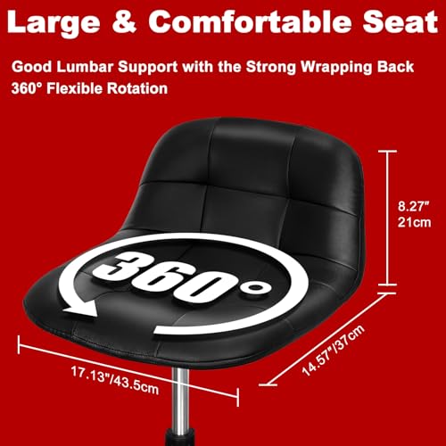 Rolling Stool with Wheels (Black)