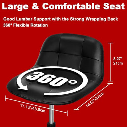 Rolling Stool with Wheels (Black)