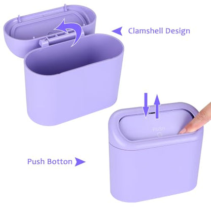 Car Trash Can with Lid (Purple, Purple)