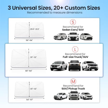 Windshield Sun Shade Umbrella for Pickup Truck & SUV (L)