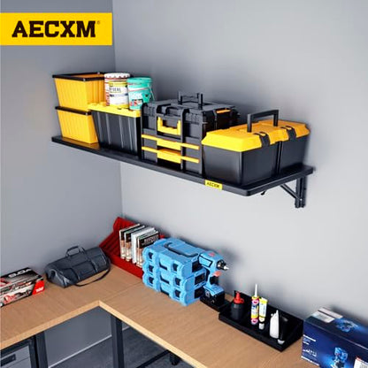 1.3x4ft Adjustable Rail Type Folding Storage Rack Shelf (1.3x4ft / Black)