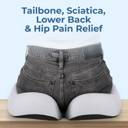 Seat Cushion Memory Foam Chair Pad for Tailbone Pain Relief (Light Gray / XX-Large)