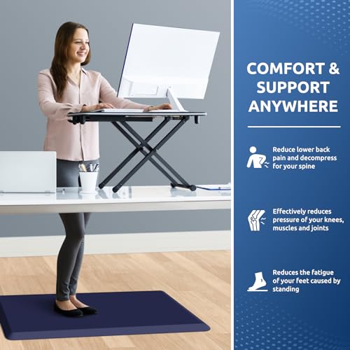 0.8" Thick Kitchen Mat Cushioned Anti Fatigue Rug Comfort Floor Mats (Blue / 32"L x 20"W x 0.8"Th)
