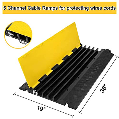 Cable Ramp 1 Pack of 5 Channel PVC Rubber Cable Protector (1 Pack 5 Channel)