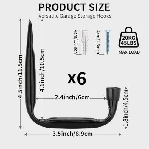 Garage Storage Hooks (4.5Inch x 3.5Inch)