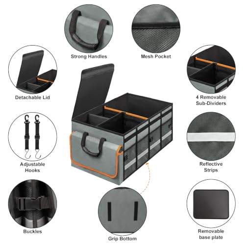 Car Trunk Organizer and Storage for Car (Grey / Medium)