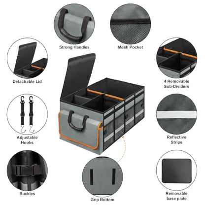 Car Trunk Organizer and Storage for Car (Grey / Medium)