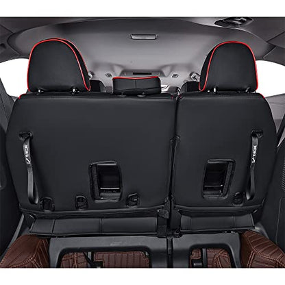 Sienna Seat Covers for 2011 (Leather(Black with Red Piping) / 2011-2020 Sienna 7 Seats,2nd Row W/NO Legrest)