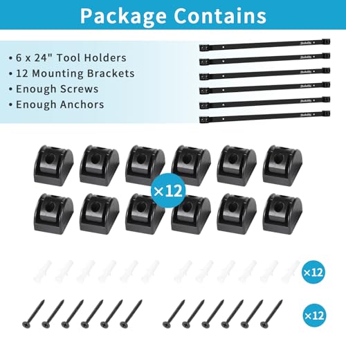 6 Pieces 24" Magnetic Tool Holder Strip (Black 6PC / 24")